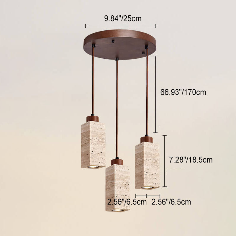 Suspension japonaise pierre et bois style wabi-sabi