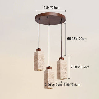 Suspension japonaise pierre et bois style wabi-sabi