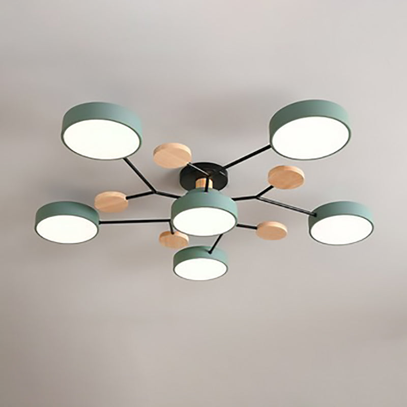 Plafonnier LED design scandinave en métal et bois