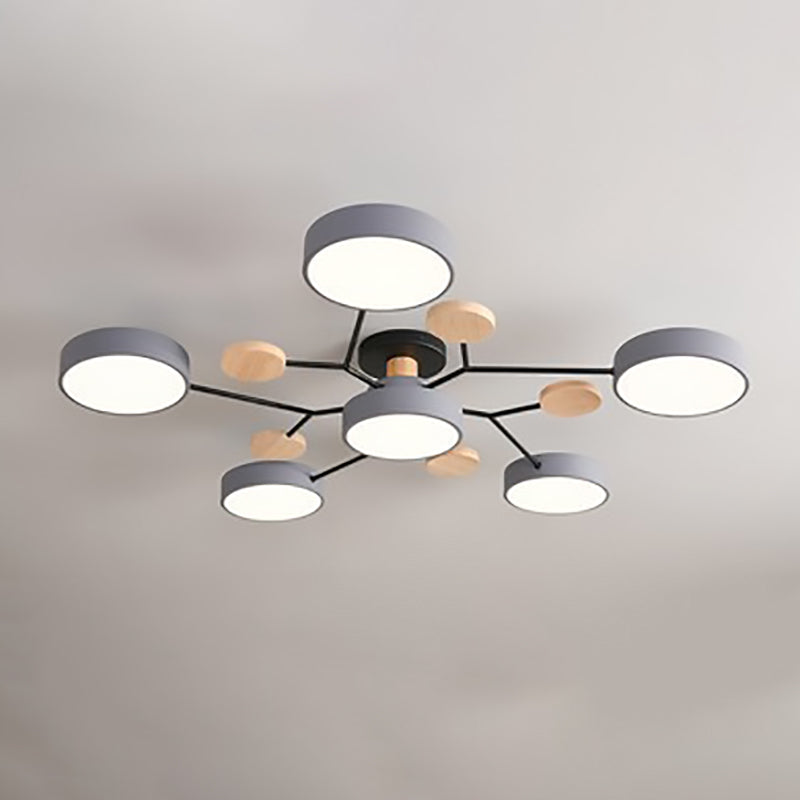 Plafonnier LED design scandinave en métal et bois