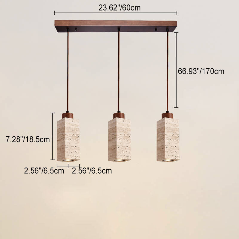 Suspension japonaise pierre et bois style wabi-sabi