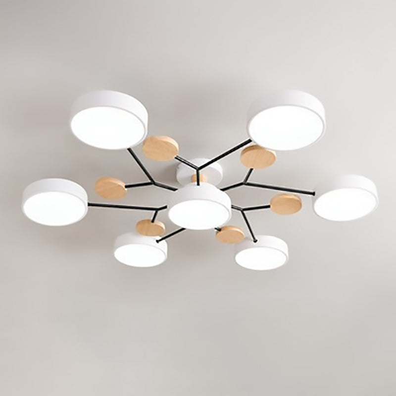 Plafonnier LED design scandinave en métal et bois
