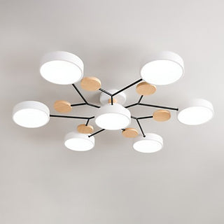 Plafonnier LED design scandinave en métal et bois