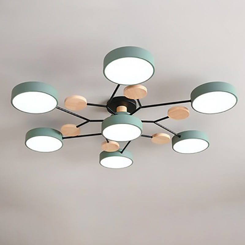 Plafonnier LED design scandinave en métal et bois