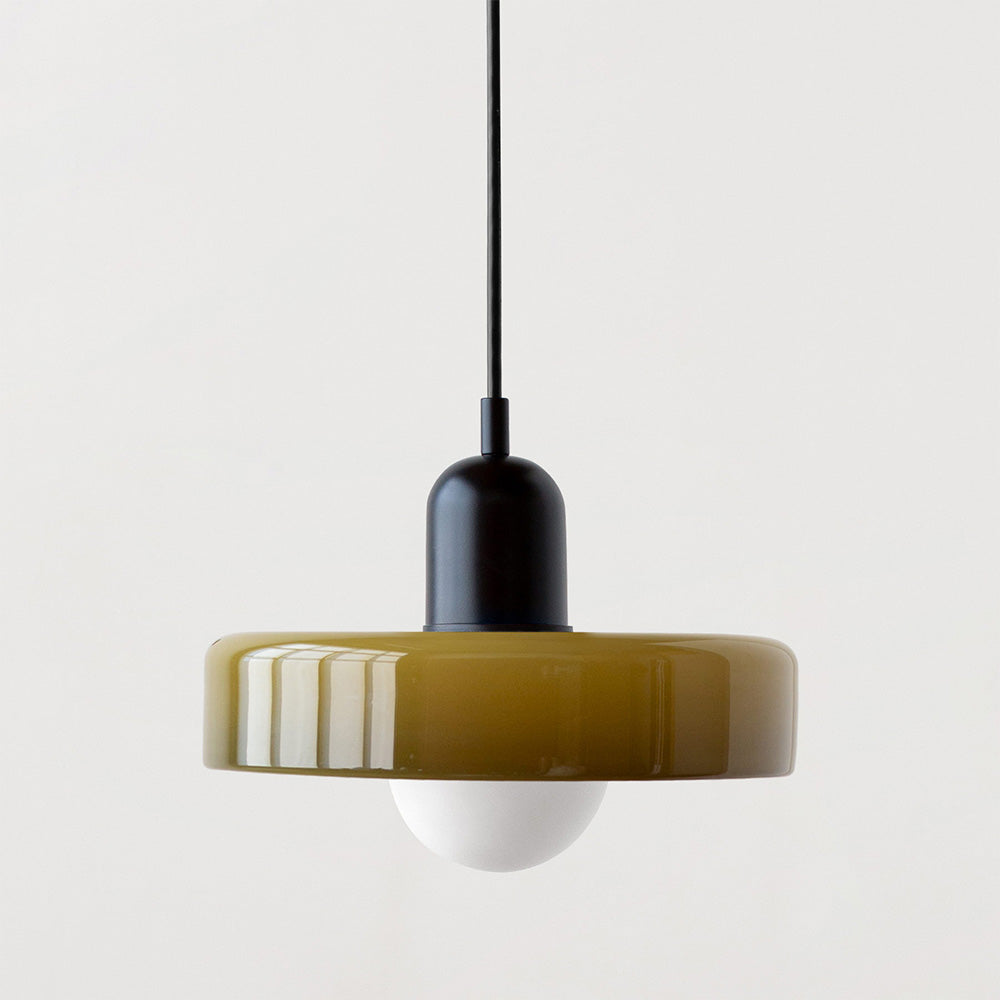 Suspension design moderne bicolore en verre coloré