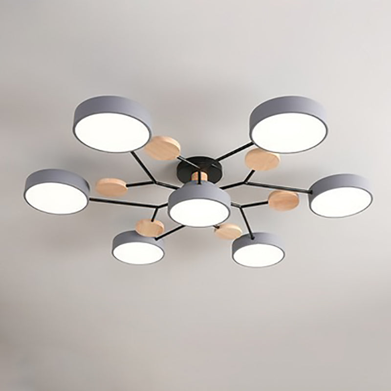 Plafonnier LED design scandinave en métal et bois