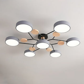 Plafonnier LED design scandinave en métal et bois