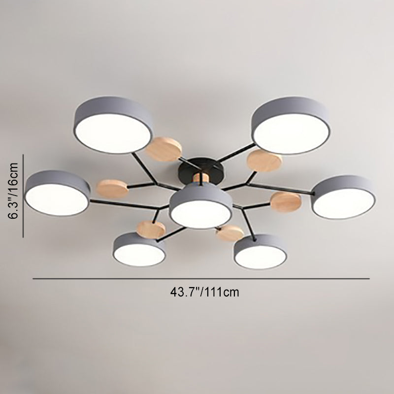 Plafonnier LED design scandinave en métal et bois