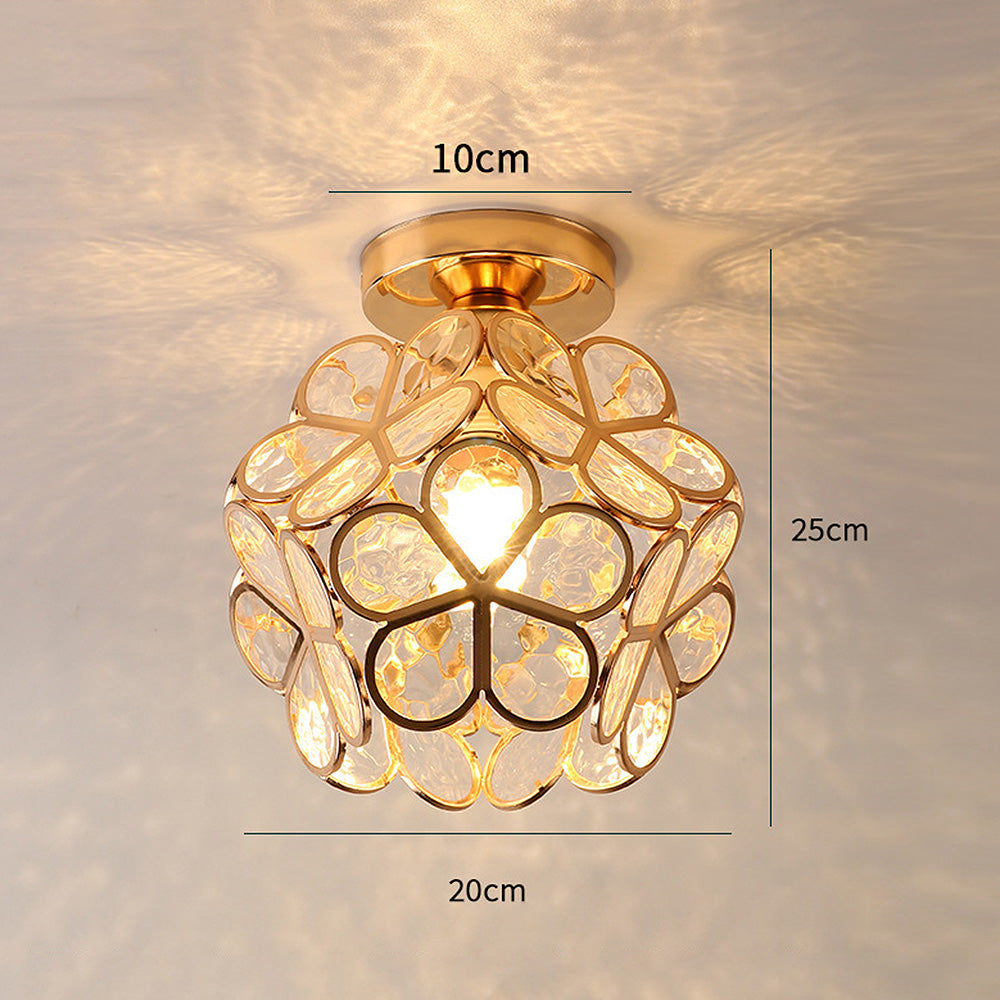 Plafonnier floral en verre doré design moderne