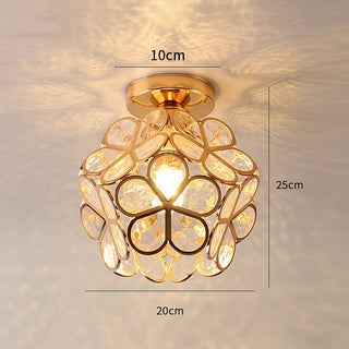 Plafonnier floral en verre doré design moderne