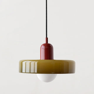 Suspension design moderne bicolore en verre coloré