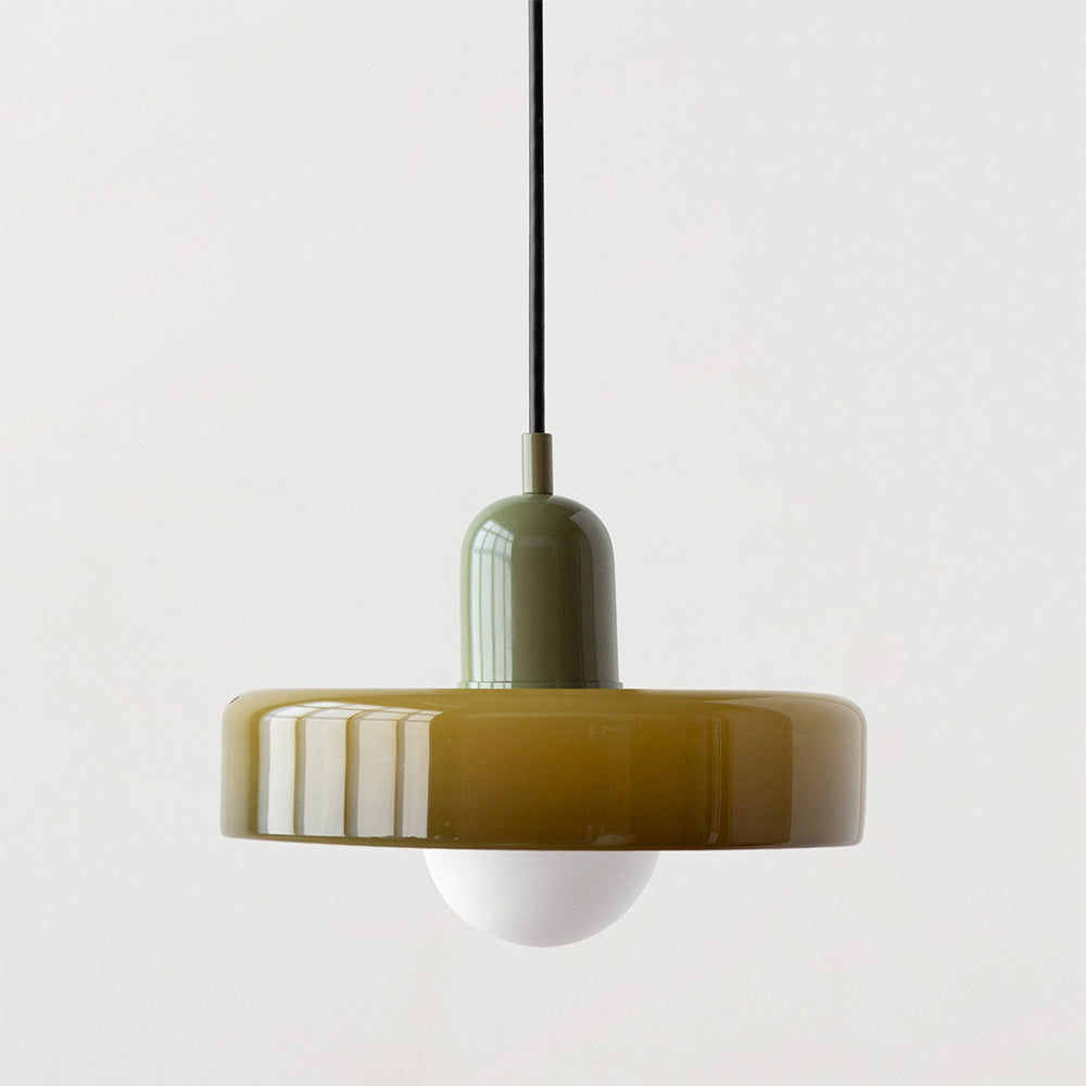 Suspension design moderne bicolore en verre coloré