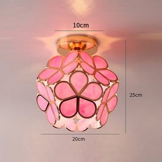 Plafonnier floral en verre doré design moderne