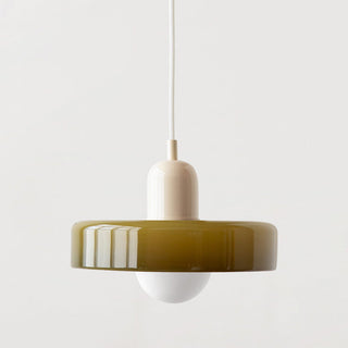 Suspension design moderne bicolore en verre coloré