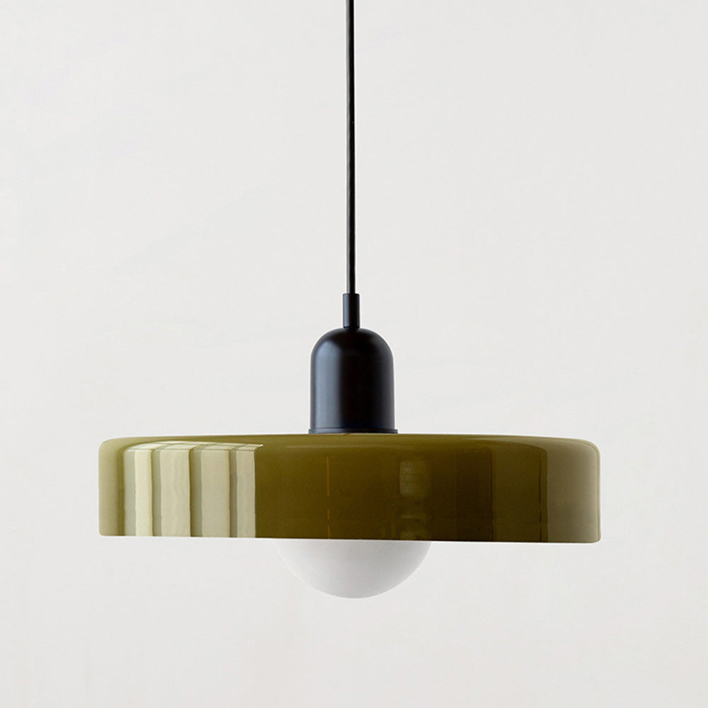 Suspension design moderne bicolore en verre coloré