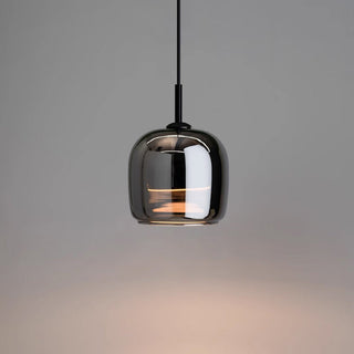 Suspension design verre noir effet miroir moderne