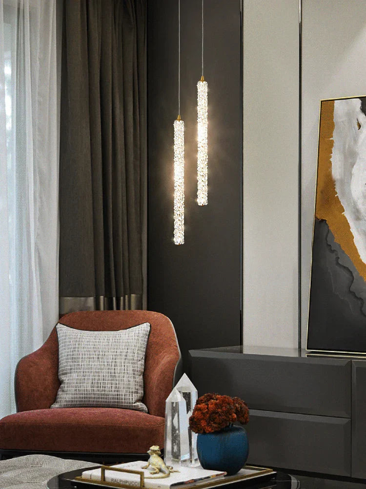 Suspension design cristal LED moderne luxe dorée