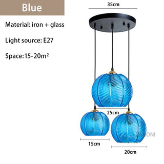 Suspension verre strié vert design moderne nordique