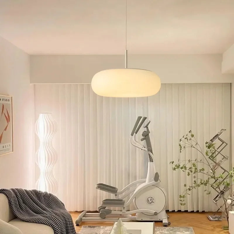 Suspension moderne verre blanc design nuage lumineux