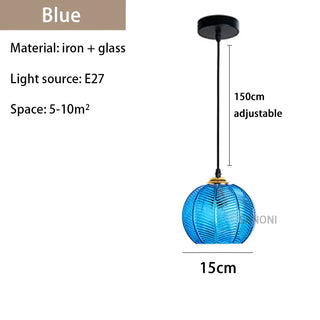 Suspension verre strié vert design moderne nordique