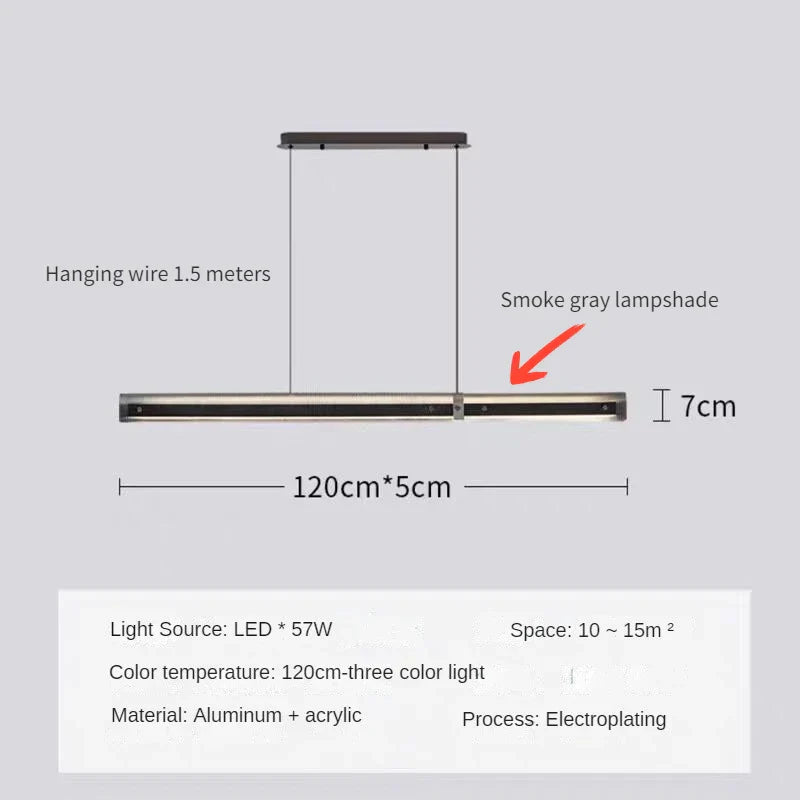 Suspension LED design moderne argentée linéaire