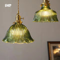 Suspension vintage verre et laiton style japonais
