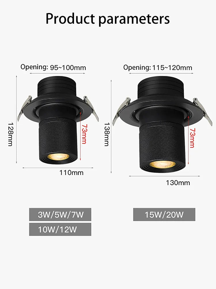 Spot LED encastrable design ajustable technologie COB