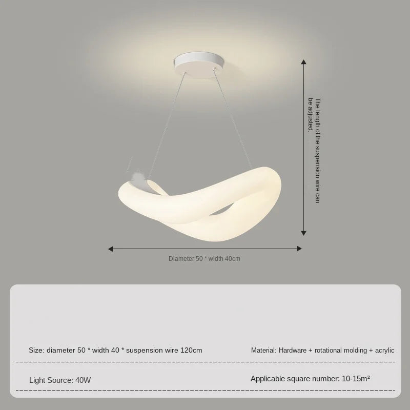 Suspension design moderne ondulante en métal blanc