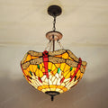 Suspension style Tiffany libellule en verre coloré