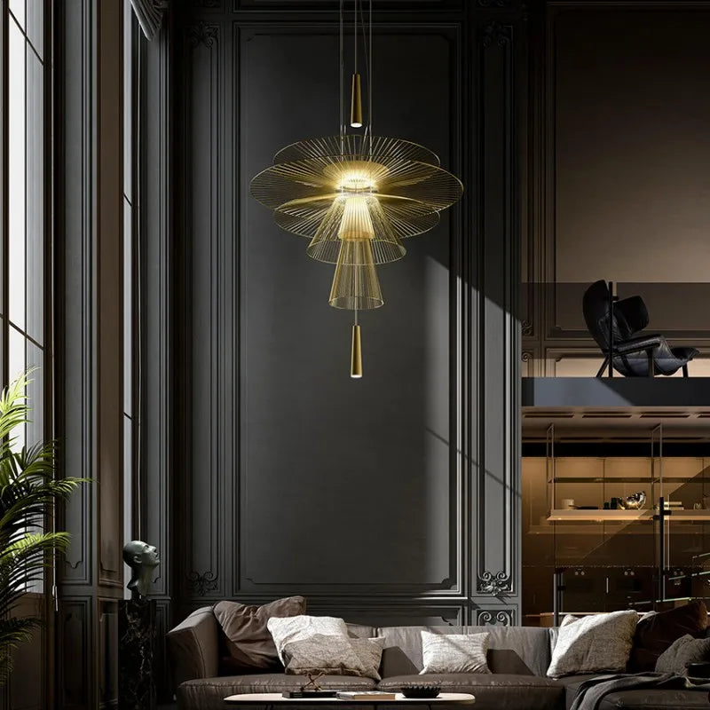 Suspension design LED moderne à disques métalliques
