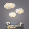Suspension nuage design en fibre lumineuse blanche