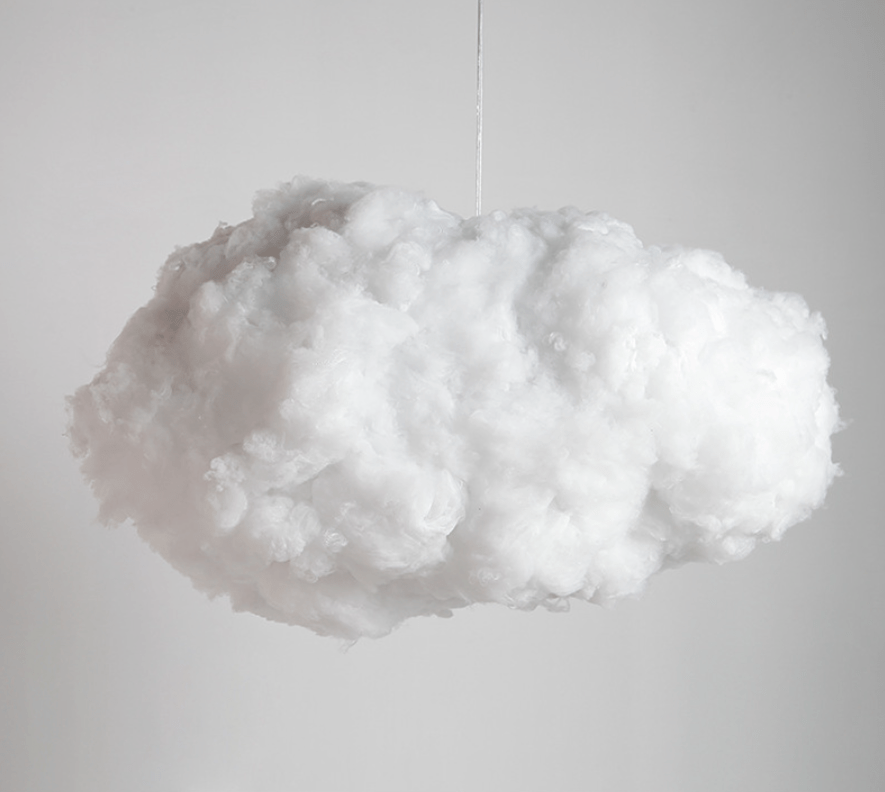Suspension nuage design en fibre lumineuse blanche