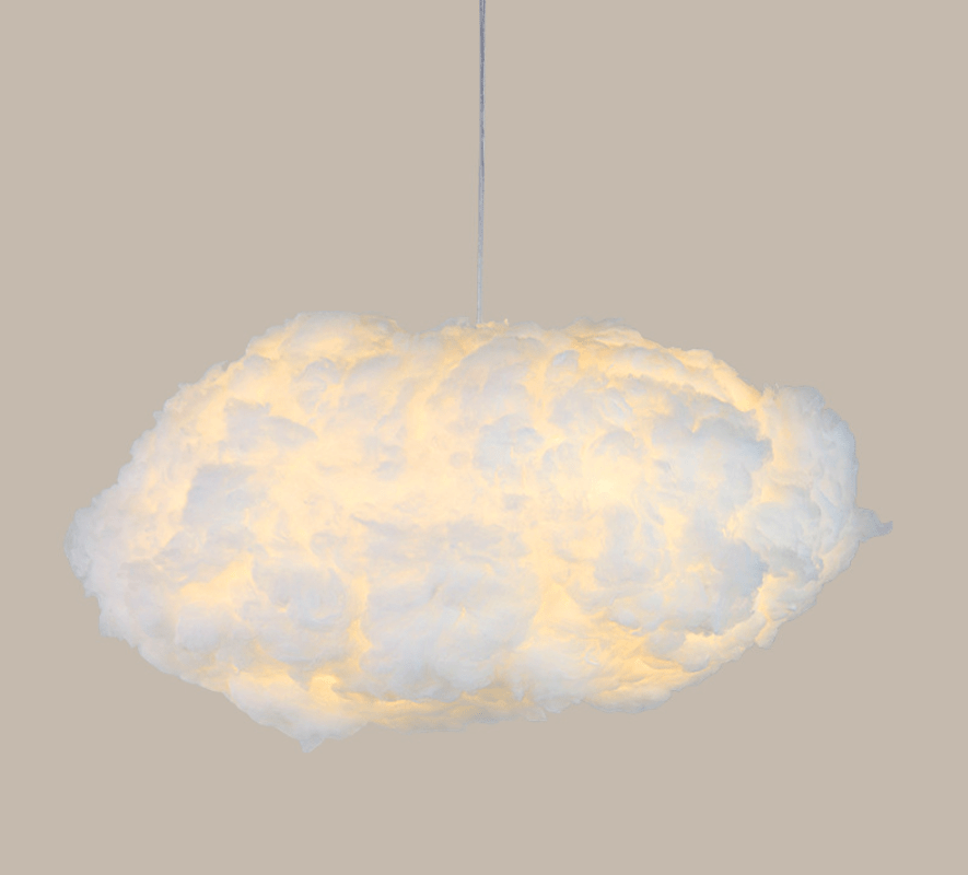 Suspension nuage design en fibre lumineuse blanche