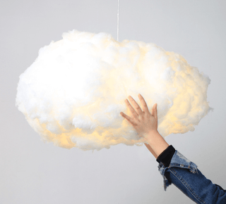 Suspension nuage design en fibre lumineuse blanche