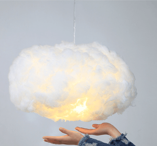 Suspension nuage design en fibre lumineuse blanche