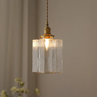 Suspension vintage en verre et métal doré design