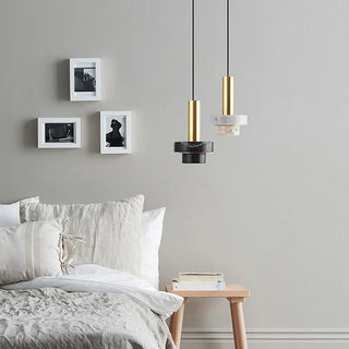 Suspension design marbre et métal doré moderne luxe
