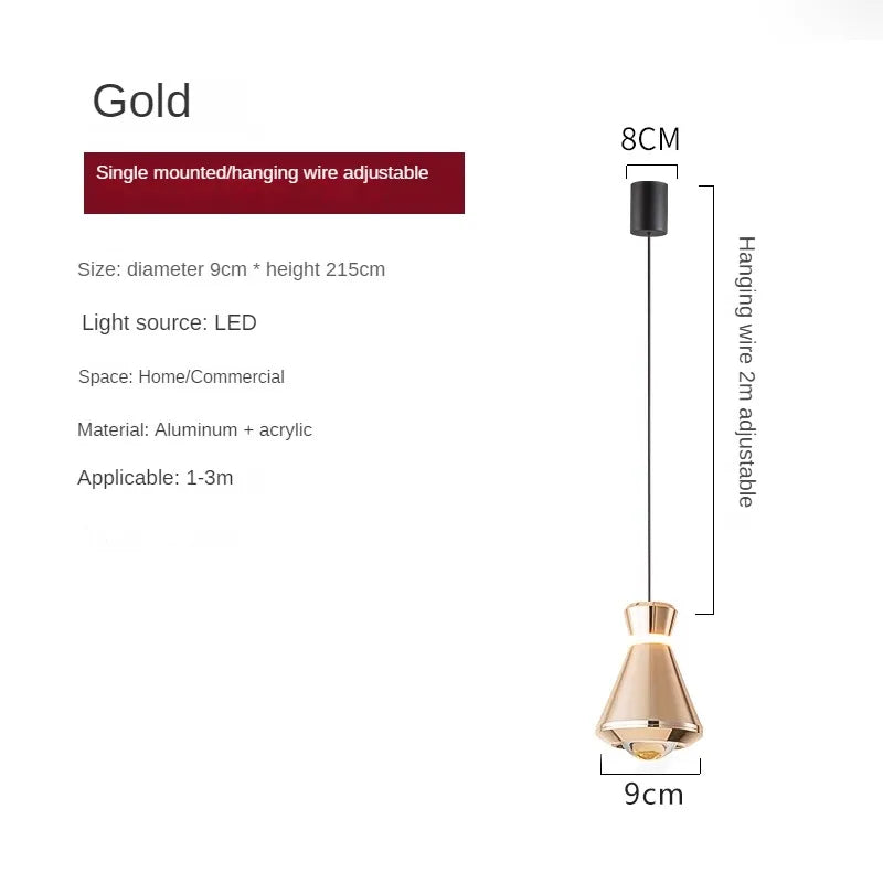 Suspension design moderne métal coloré et doré