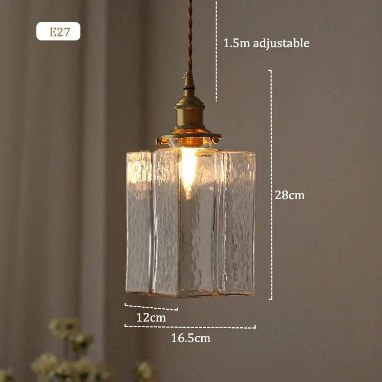 Suspension vintage en verre et métal doré luminaire