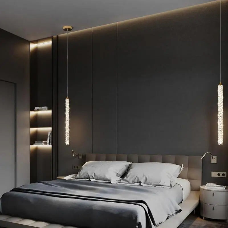 Suspension design cristal LED moderne luxe dorée
