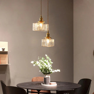 Suspension vintage en verre et métal doré luminaire