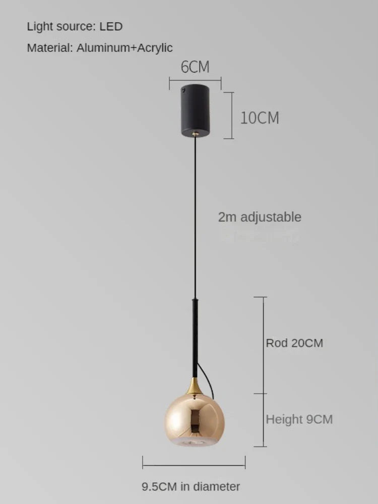 Suspension design minimaliste métal et verre sphérique