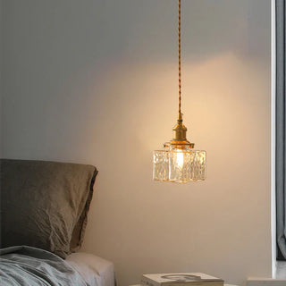 Suspension vintage en verre et métal doré luminaire