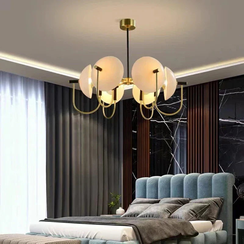 Suspension design moderne verre et métal doré