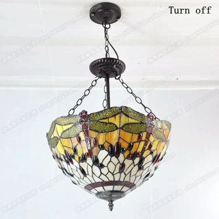 Suspension style Tiffany libellule en verre coloré