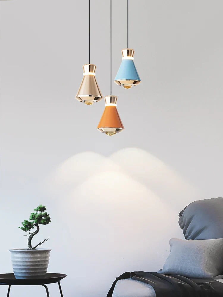Suspension design moderne métal coloré et doré