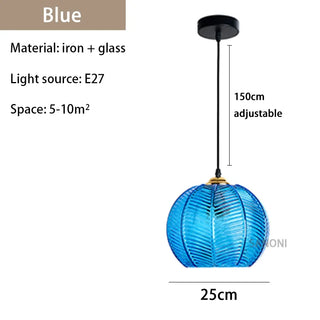 Suspension verre strié vert design moderne nordique