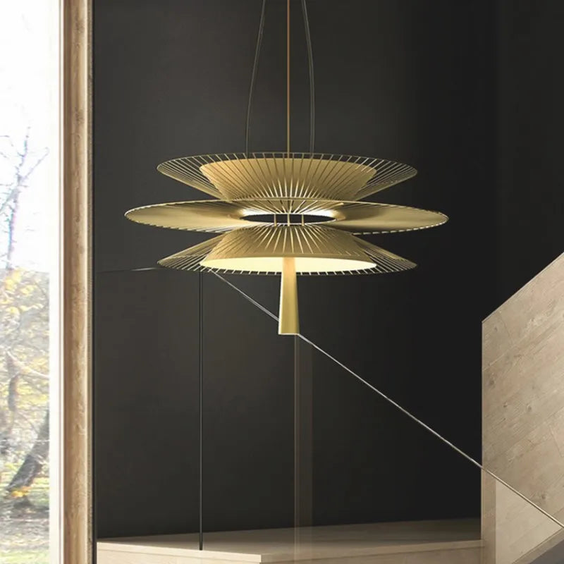 Suspension design LED moderne à disques métalliques