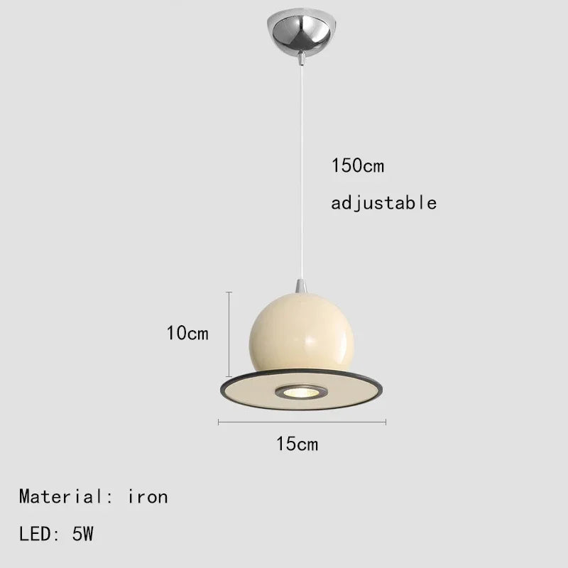 Suspension design moderne boule métal et verre blanc