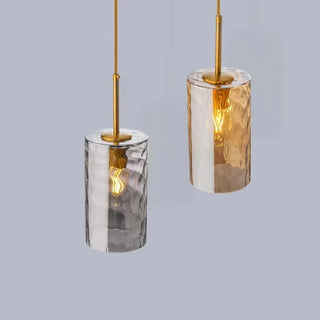 Suspension design verre texturé et métal doré nordique